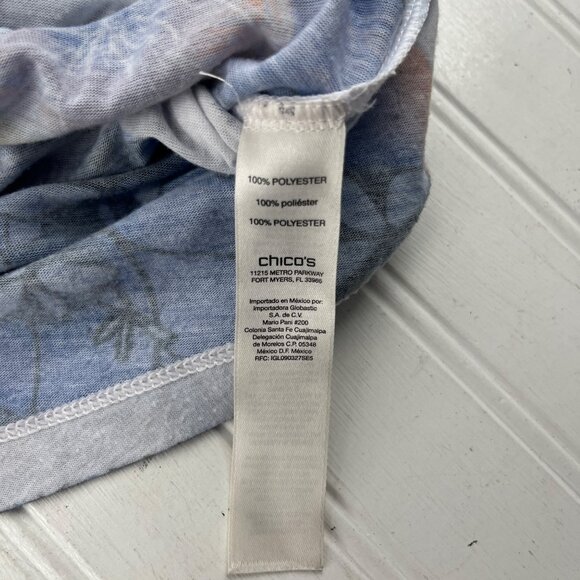 Chicos Womens Floral Print Top Size 2 Polyester‎ Short Sleeve V-Neck - Picture 4 of 5